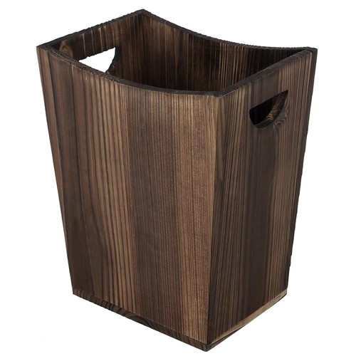 Wood trash can with - trash,